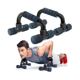 FITNESS INDIA Push Up Bars & AB Roller (Combo of 2) for Gym & Home, Abs Chest Press, Dips Exercise Equipment - Blue