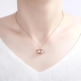 Sea Shell Pearl Pendant With Chain Studded With Cubic Zircona American Diamonds - Rose Gold