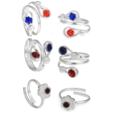 AanyaCentric Silver Plated 3 Pair Toe Rings - Silver