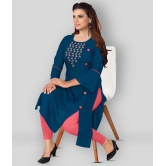 Kapadia - Blue Rayon Womens Straight Kurti ( Pack of 1 ) - 4XL