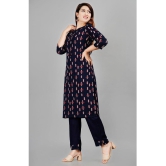 Smien - Navy Straight Rayon Women's Stitched Salwar Suit ( Pack of 1 ) - None