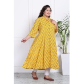 Swasti Cotton Blend Printed Flared Womens Kurti - Yellow ( Pack of 1 ) - None