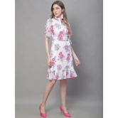 MINI & MING Floral Print Tie-Up Neck Georgette Blouson Dress