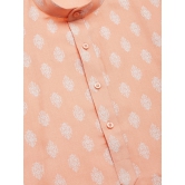 Jompers Mens Peach Cotton Floral printed kurta Only-XXL / Peach