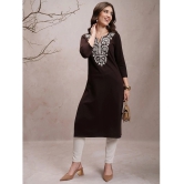 Ketch Polyester Embroidered Straight Womens Kurti - Charcoal ( Pack of 1 ) - None