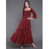 Antaran Cotton Printed Ankle Length Womens Gown - Maroon ( Pack of 1 ) - None