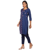 Karigari - Blue Cotton Blend Women's Straight Kurti ( Pack of 1 ) - None