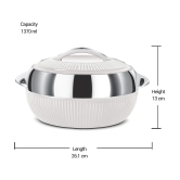 Milton Fiesta 1500 Insulated Inner Stainless Steel Casserole, 1370 ml, White Silver - White