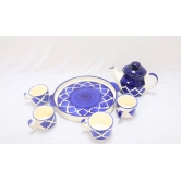 Khurja Pottery Murli Mug Tea Set White & Blue Color Big 2