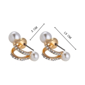 SILVER SHINE Party Wear Charm Pearl Stud Earring For Women Girl - Golden