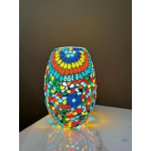 Aarna Creations Turkish Mosaic Lamp in Vase Shape| Hand-Carved Multi-Color Patterned lamp | Beautiful Artistic Table lamp in Dholak Shape (Mosaic)