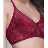 Clovia Pack of 1 Lace Non Padded Womens Everyday Bra ( Maroon ) - 34D