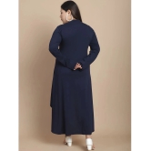 Rigo Cotton Solid Knee Length Womens Asymmetric Dress - Navy ( Pack of 1 ) - None