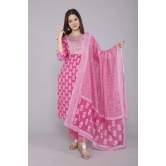 kurti with pant & dupatta Dupatta Sets-M / Pink