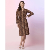 Selvia Crepe Printed Knee Length Womens Fit & Flare Dress - Brown ( Pack of 1 ) - None