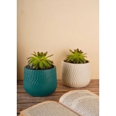 Essential Planter - White & teal