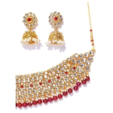 YouBella Jewellery Sets for Women Gold Plated Kundan Wedding Bridal Necklace Jewellery Set with Earrings for Girls/Women (Red) - Red