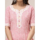 Frionkandy Cotton Printed Straight Womens Kurti - Pink ( Pack of 1 ) - None