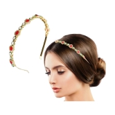 Lykaa Diamond Kundan Headband Elegant Tiara Indian Wedding Hair Accessories For Women - 1 Pcs - Gold