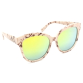 Hrinkar Silver Round Sunglasses Brands White Frame Goggles for Women - HRS321-WT-BWN-GLD
