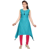 Aarika Turquoise Cotton Girls Kurti Legging Set ( Pack of 1 ) - None