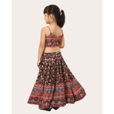 Girls Designer Blouse Top and Latest Printed New Lehenga Set For Ethnic- Party Set-Black / 4 Years-5 Years