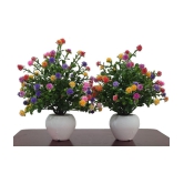 BAARIG - Multicolor Daisy Artificial Flower ( Pack of 2 )