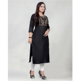 BROTHERS DEAL - Black Cotton Blend Women's Straight Kurti ( Pack of 1 ) - None