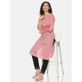 Women Hemp Red Straight Kurta