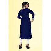 haya fashion - Navy Rayon Womens Straight Kurti ( Pack of 1 ) - None