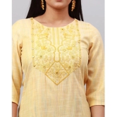 Alena Cotton Embroidered Straight Womens Kurti - Mustard ( Pack of 1 ) - None