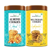 NourishVitals Almond Cookies + Multigrain Cookies, Heavenly Bites, Source of Protein, Crunchy Delights, Genius Snack, 120g Each