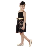 Kids Cave Dress for girls Fit And Flare Regular Fit Knee Length Fabric Polycrepe smoking Frock Dress(Color_Black With Animal Print,Size_3 Years to 12 Years) - None