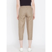 Women Brown Relaxed Regular Fit Self Design Cigarette Trousers