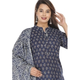 HIGHLIGHT FASHION EXPORT Navy Cotton Kurti With Pants - Stitched Suit Single - None