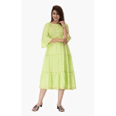 Maquien - Green Rayon Women's Tiered Flared Kurti ( Pack of 1 ) - S