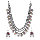 YouBella Fashion Jewellery Antique Oxidised Silver Plated Tribal Jewellery Necklace Earring Set for Women & Girls.(Valentine Gift Special). (Multi) - Silver