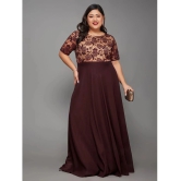 Miss Chase A+ Georgette Embroidered Full Length Womens Fit & Flare Dress - Wine ( Pack of 1 ) - None