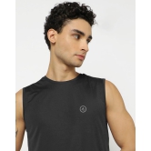 Men Black Textured Sleeveless Sports T-shirt