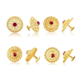 Vighnaharta Everyday wear Gold plated CZ Pink Stone alloy Stud, Earring, Stud Earring for Women and Girls ( Pack of - 4 pair Earring) - VFJ1118-1400-1399-1396ERG - Golden