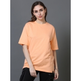 Women Solid Oversized T-Shirt, PEACH-XL / Peach