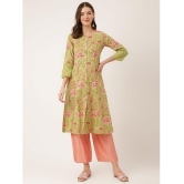 Divena - Green Cotton Womens Front Slit Kurti ( Pack of 1 ) - None