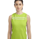 Women Striped Round Neck Poly Cotton Green T-Shirt