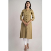 MAUKA - Khaki Rayon Women''s Front Slit Kurti ( Pack of 1 ) - None