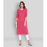 Janasya - Pink Cotton Womens Straight Kurti ( Pack of 1 ) - S