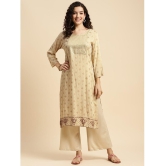 Rangita Women Off White Rayon Embroidered Calf Length Straight Kurti - XL, Off White