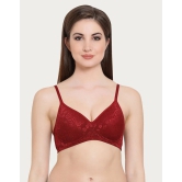 Clovia Lace T-Shirt Bra - Maroon - 34B