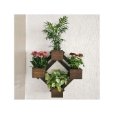 BARISH - Wall Mounted Planter - Diamond | Handcrafted with Rubberwood | Indoor Planter Frame with Stand 25 x 25 x 6 Inches - Walnut