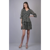 OWO THE LABEL Black star print fit & flare dress (OTL-DRS1003)-Black / M