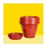 10Club Red Plastic Flower Pot ( Pack of 5 ) - Red